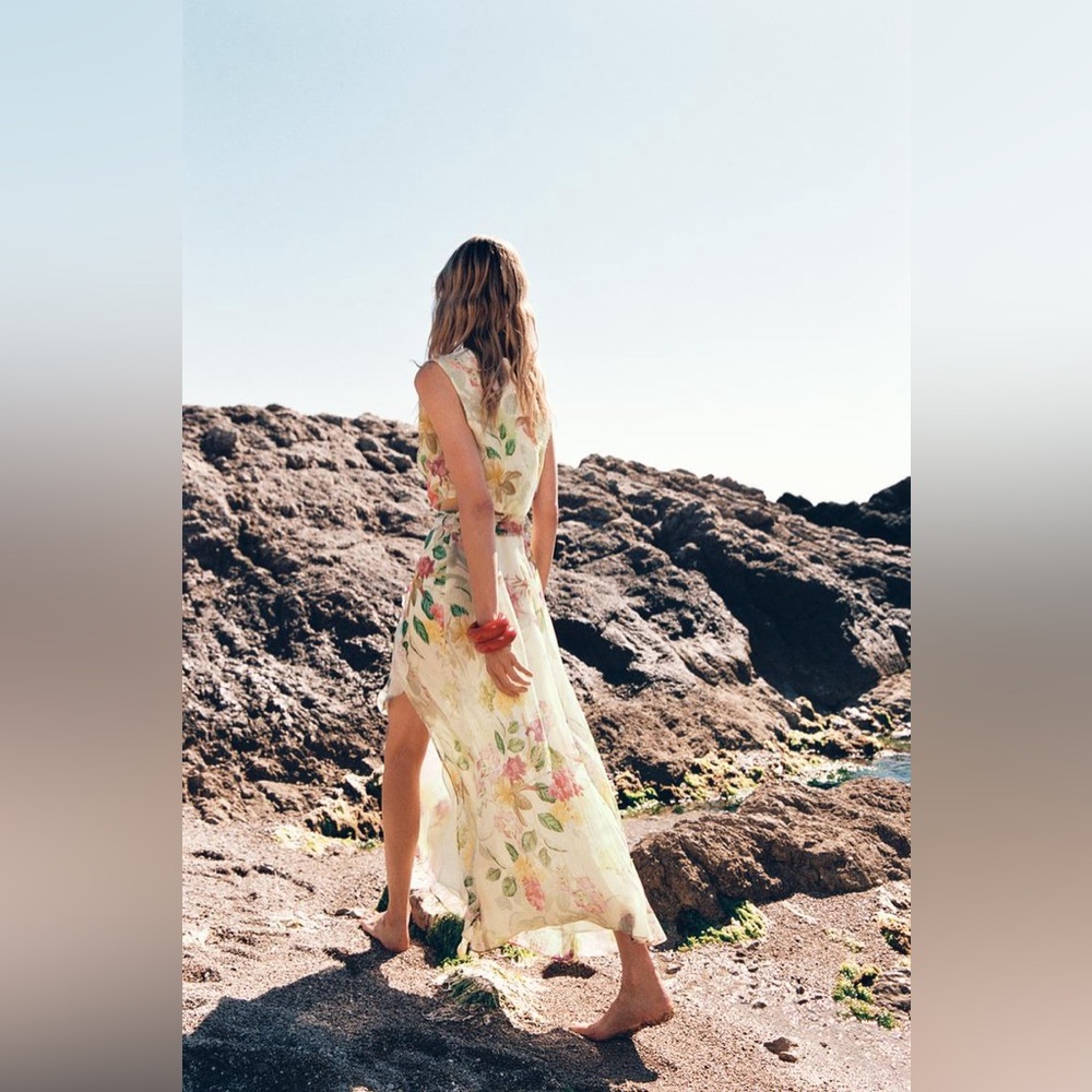 Zara Cream Floral High-Low Dress - Picture 5 of 10